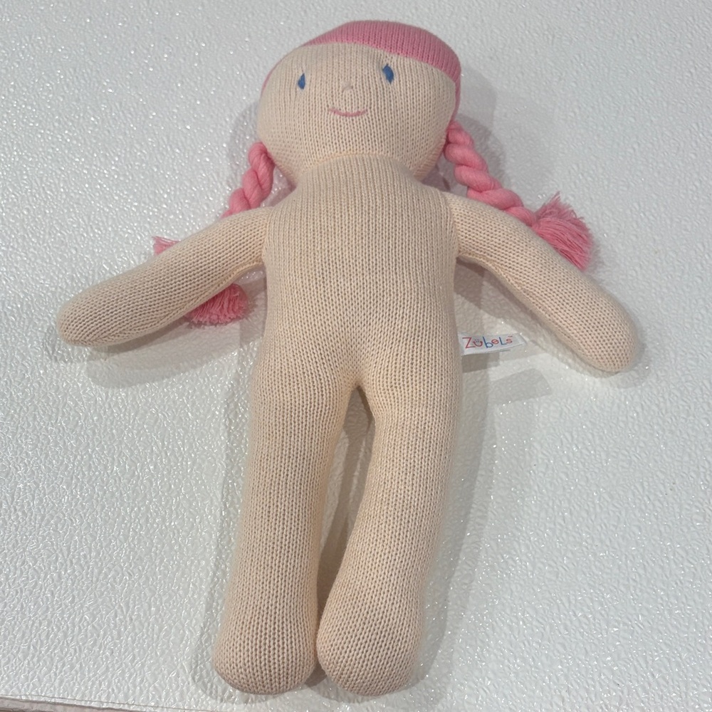 Zubels Pink hair and Cream Knit Doll plush NWOT